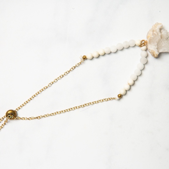 White Jade Bracelet with Crystal Quartz Charm - Picture 8 of 8